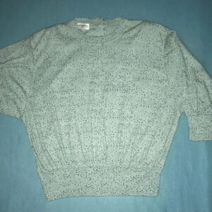 CURRANTS by Jeri-Jo minty blue with black, grey speckles, dolman sleeves size M